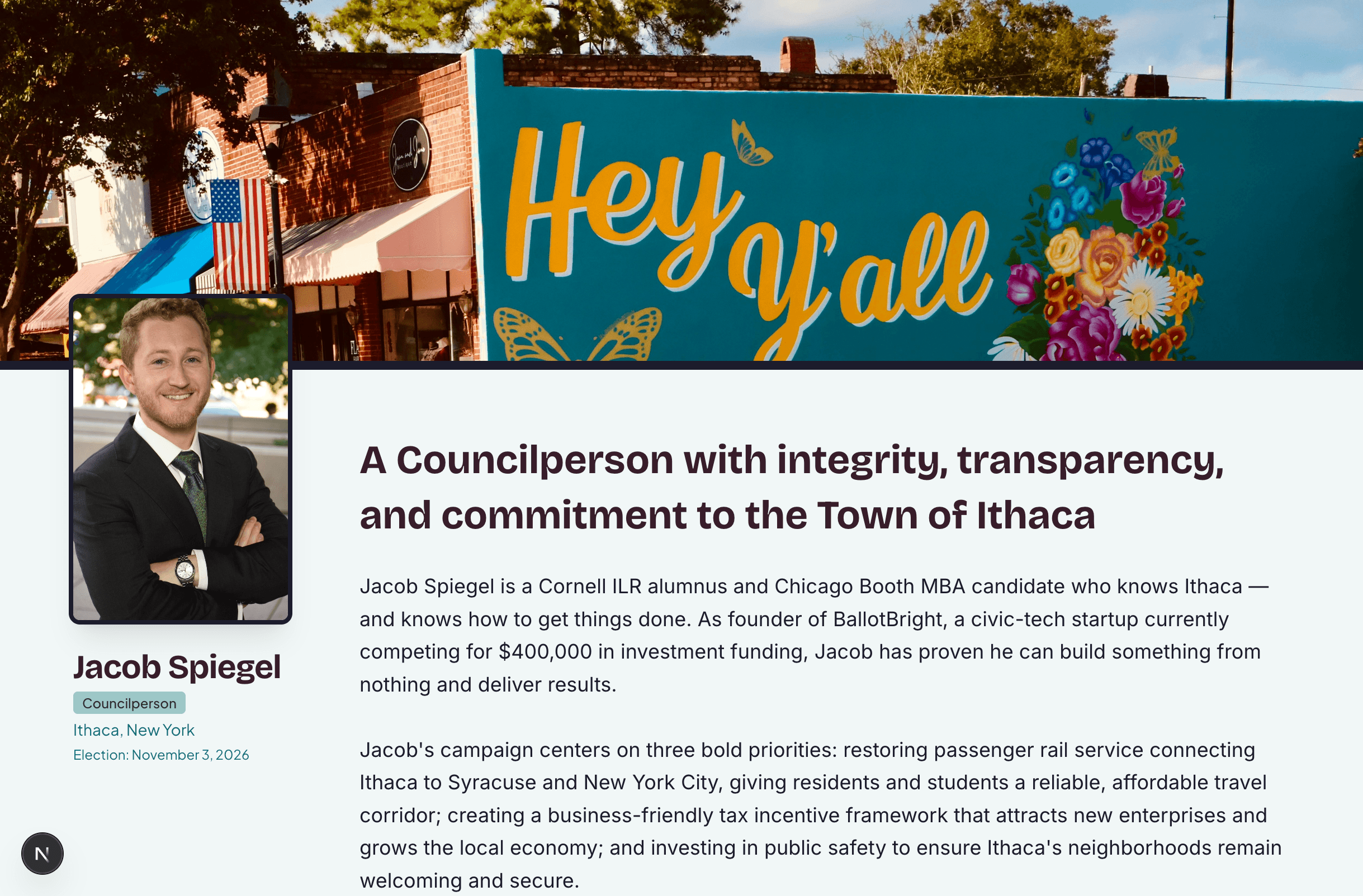 A BallotBright candidate profile page